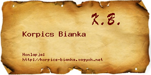 Korpics Bianka névjegykártya
